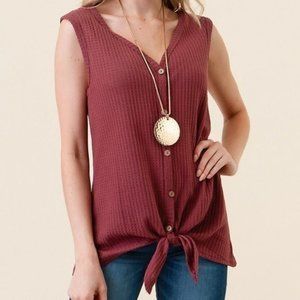 Tie Front Waffle Knit *ALL ITEMS ARE NEW FROM MY CLOSED BOUTIQUE* #8714